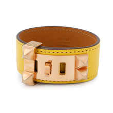 将图像加载到图库查看器中，HERMES Collier de Chien 24 Bracelet Size T2 Jaune de Naples Leather
