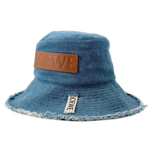 Load image into Gallery viewer, LOEWE Paula Ibiza Frayed Fisherman Hat Size 59 Blue DenimK820HF1X66 Cotton100% Calf Leather
