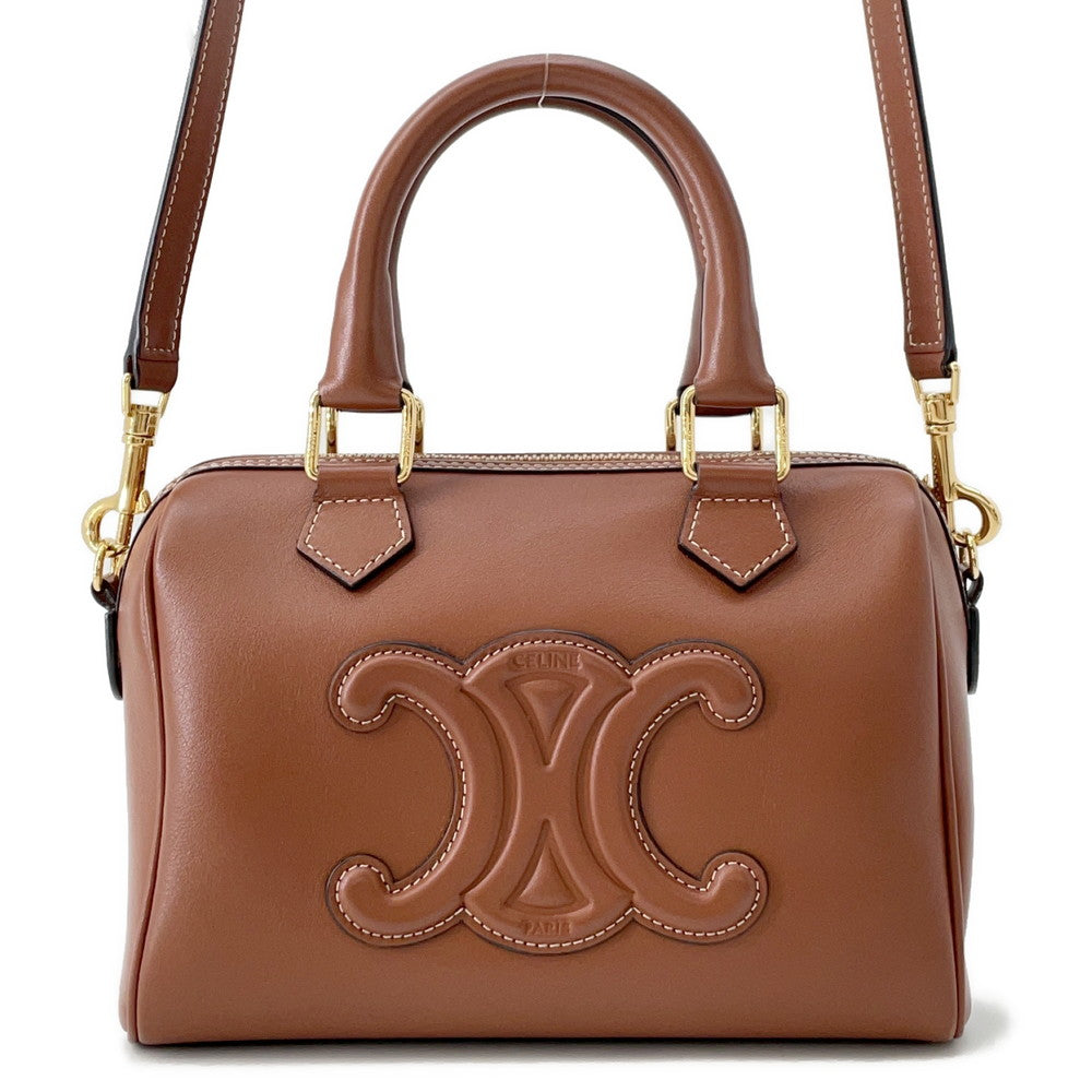 CELINE Triomphe Travel Bag Tan113773DU3.04LU Smooth Calf Leather Size Small
