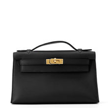 将图像加载到图库查看器中，HERMES PochetteKelly Black Swift Leather
