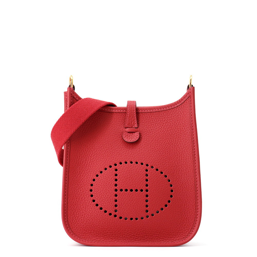 HERMES Evelyne Long Rouge Piman Taurillon Clemence Size TPM