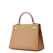 Load image into Gallery viewer, HERMES Kelly Sellier tricolor Chai/Mauve Sylvestre/Lime Epsom Size 25
