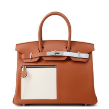 Load image into Gallery viewer, HERMES Birkin Colormatic Brique/Nata/Blue Plume/Lime Swift Leather Size 30
