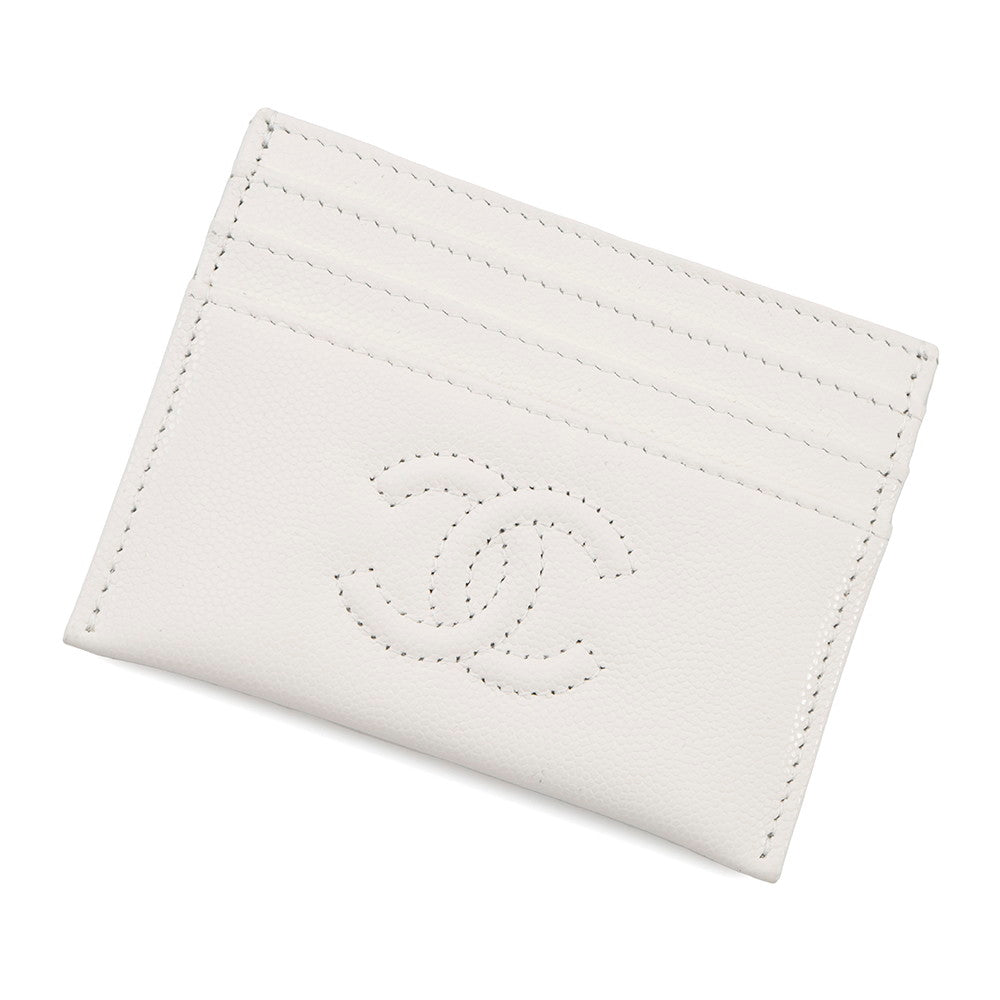 CHANEL CC Logo Card Case 24/25 Year Métiers d'Art Collection WhiteAP4706 Caviar Leather