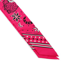 Load image into Gallery viewer, HERMES Twilly Les Leopards Bandana Bandana Leopard Pink/White/Black Silk100%
