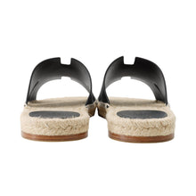 Load image into Gallery viewer, HERMES Sandals Espadrilles &quot;Antigua&quot; Black/Natural Leather Jute Rope Size 42
