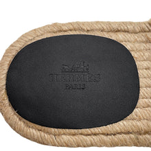 Load image into Gallery viewer, HERMES Sandals Espadrilles &quot;Antigua&quot; Black/Natural Leather Jute Rope Size 42
