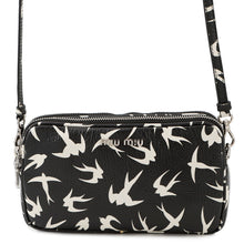 将图像加载到图库查看器中，MIUMIU Swallow Pattern Shoulder Bag Black/White5ZH011 Leather

