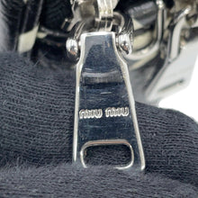 将图像加载到图库查看器中，MIUMIU Swallow Pattern Shoulder Bag Black/White5ZH011 Leather
