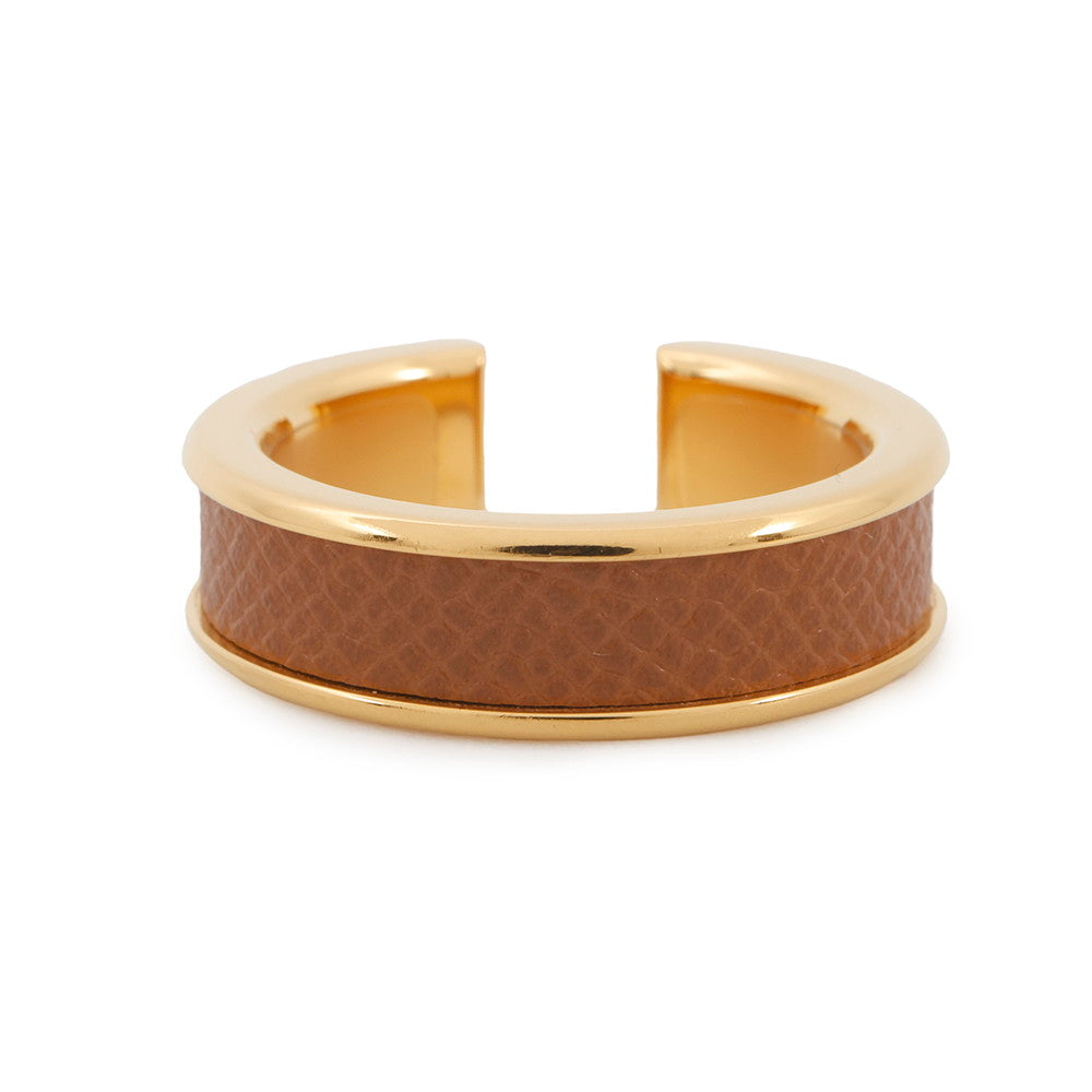 HERMES Athena Ring Double Crew Size 57 GoldH500348FD3753 Veau Madame Metal