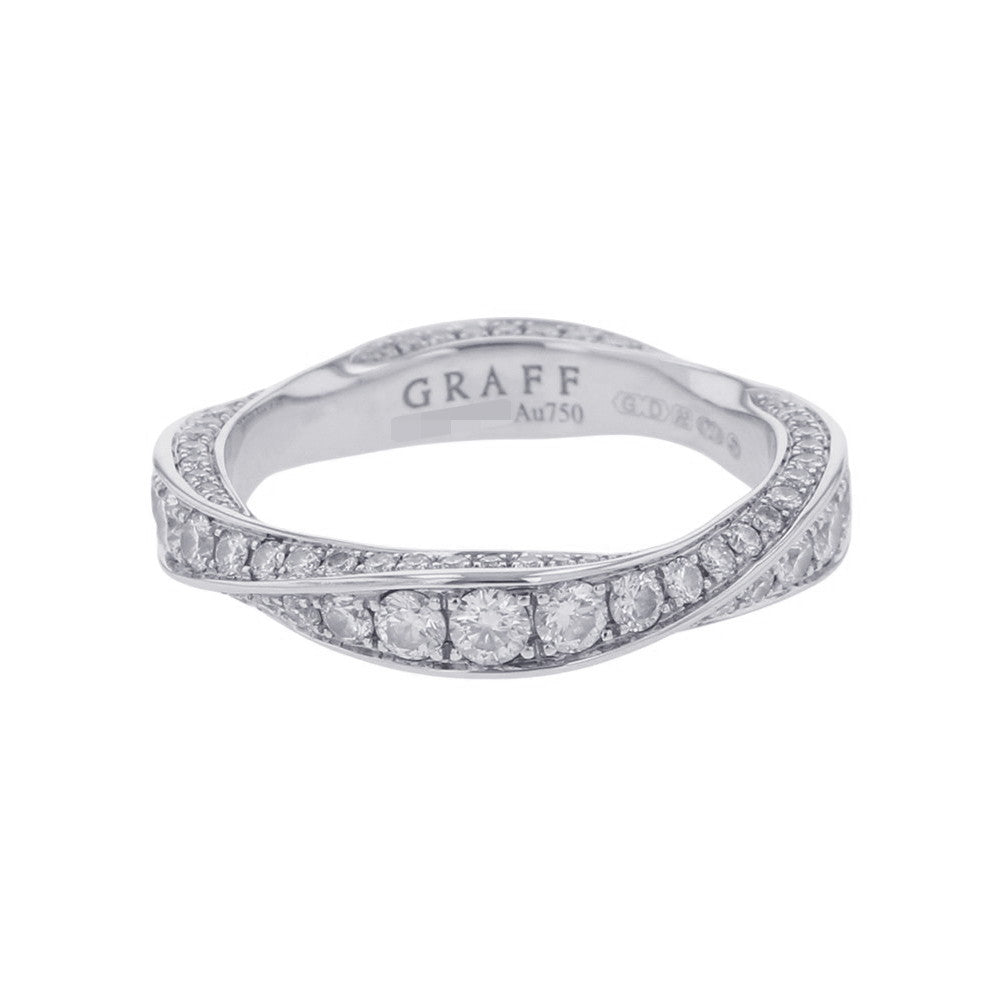 GRAFF Spiral Pave Diamond Band Ring Size Approximately No. 7RGR782 18K White Gold