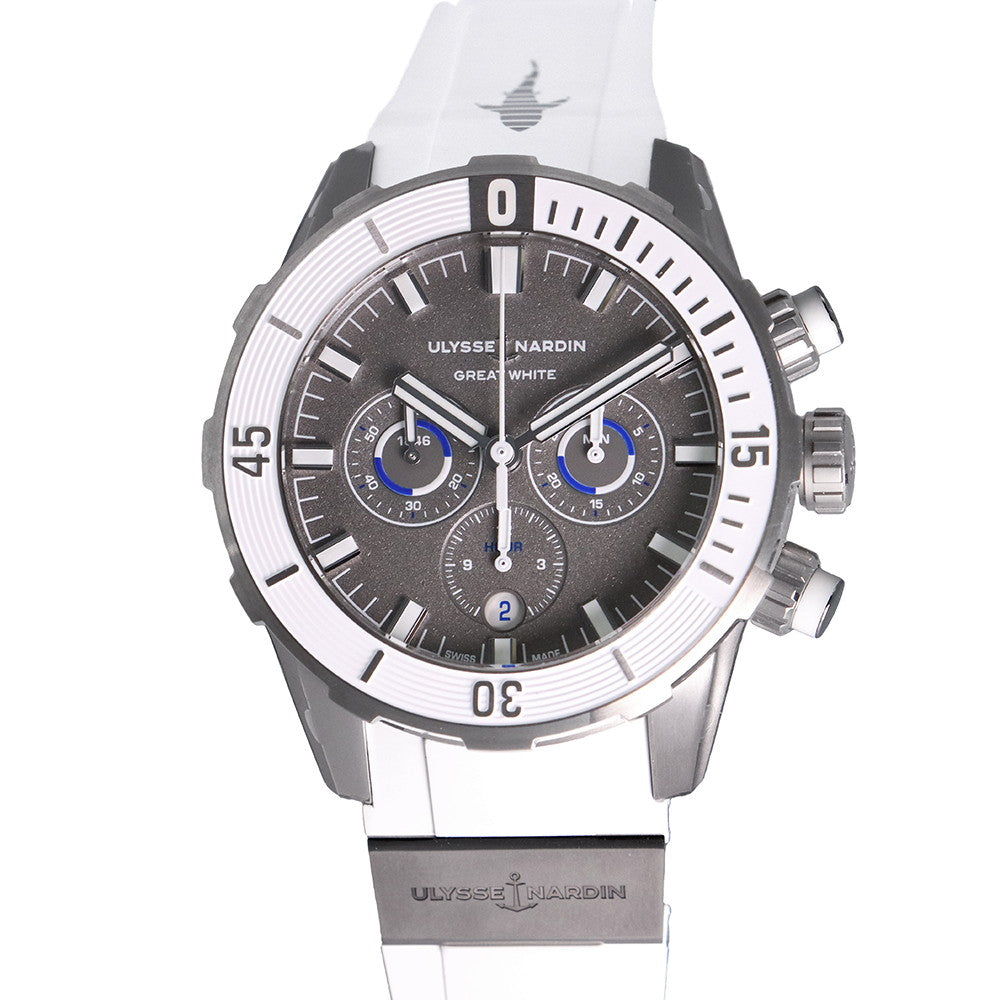 ULYSSE NARDIN Diver Chronograph Great White Limited to 300 pieces worldwide W44mm TI Rubber Gray Dial1503-170LE-1A-GW/3A