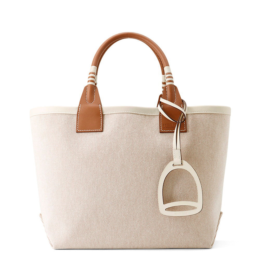 HERMES Steeple Ecru/Gold/Hat Toile H Swift Leather Size 25