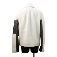 Load image into Gallery viewer, HERMES Mouton Boa Zip-Up Jacket Size 46 Ivory/Khaki Polyamide Cotton
