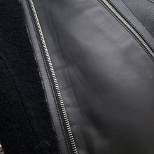 Load image into Gallery viewer, HERMES No-collar boa leather-lined jacket Size 34 Black Leather Boa

