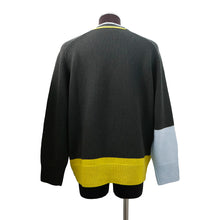 Load image into Gallery viewer, HERMES Tangram Striped Cardigan Size XL Yellow/Green/Blue Cashmere100%

