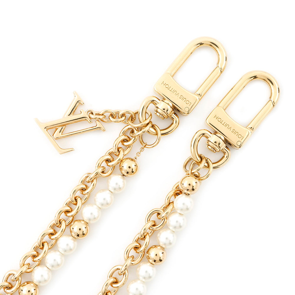 LOUIS VUITTON Bag Charm Pearl River Gold/WhiteM02608 White