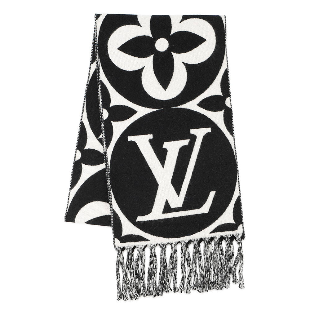 LOUIS VUITTON Flight Mode Scarf and LV Medallion White/BlackM79212 Wool 100%
