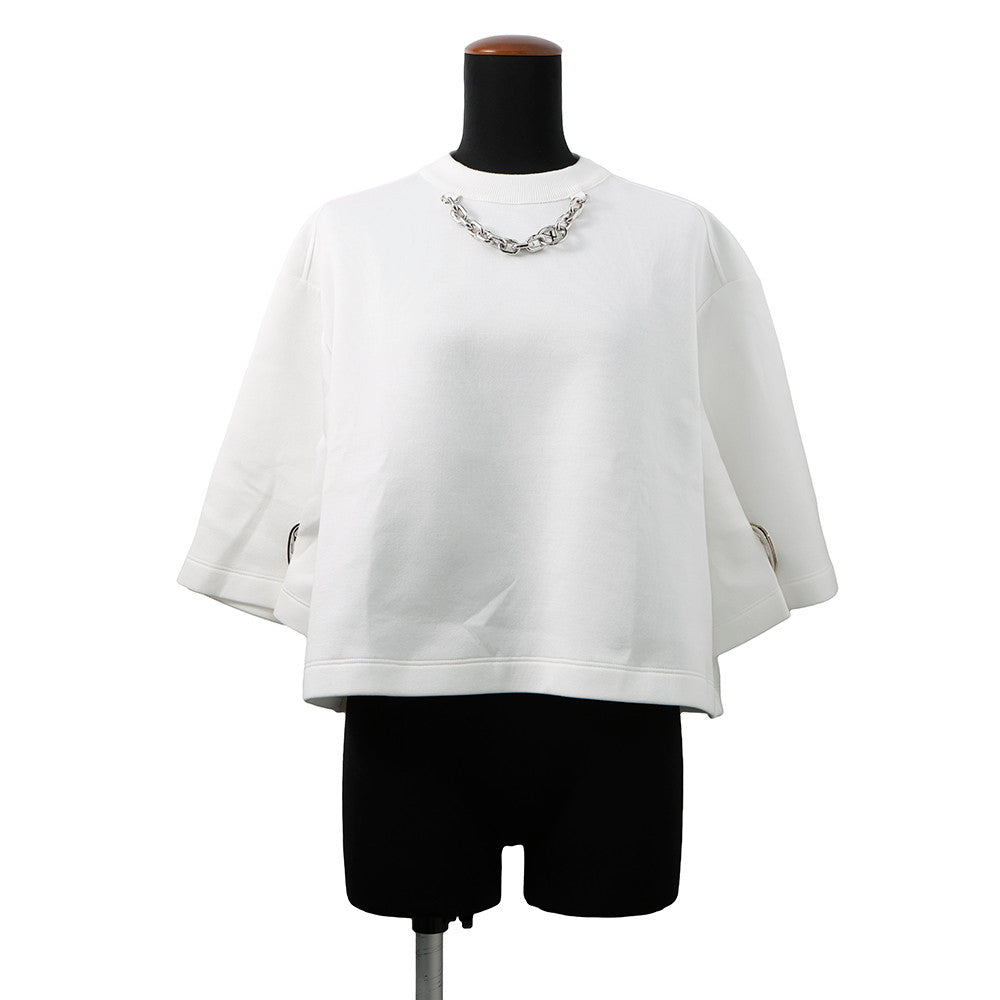 LOUIS VUITTON Snap Sleeve Crop Top Shirt Size XS White1AFTR3 Cotton89% Nylon11% Metal