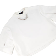 Load image into Gallery viewer, LOUIS VUITTON ★Snap sleeve crop top shirt Size XS White1AFTR3 Cotton89% Nylon11% Metal
