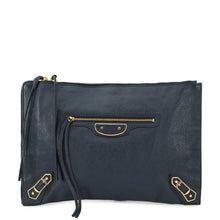 Load image into Gallery viewer, BALENCIAGA Metal Edge Clutch Bag Navy390186 Goatskin Leather
