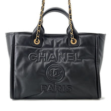 将图像加载到图库查看器中，CHANEL Deauville 2-Way Shopping Bag BlackAS3257 Lambskin Size Small
