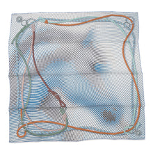 Load image into Gallery viewer, HERMES Carre Phantom Horse Size 70 White/Marine/Orange Silk100%
