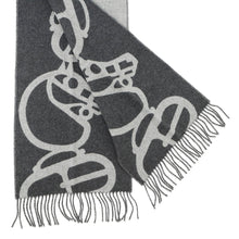 将图像加载到图库查看器中，HERMES Scarf BoucleCamail Gray Cashmere100%
