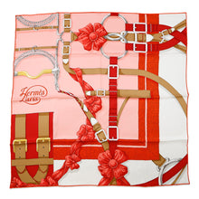 Load image into Gallery viewer, HERMES Grandma Carre Details Size 70 Rose Poodle/Red/Beige・Dore Silk100%
