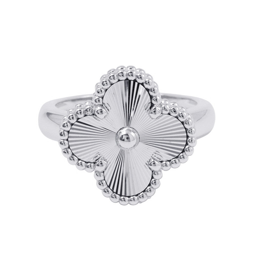 Van Cleef & Arpels Vintage Alhambra Guilloche Size 49/#9VCARP9XI49 18K White Gold