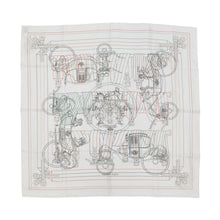 将图像加载到图库查看器中，HERMES Scarf Carre 《Exlibris Brode Sangle》 Size 90 White/BlackH594275S Silk100%

