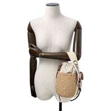 Load image into Gallery viewer, Chloe Woody Bucket Shoulder Bag WhiteCHC22SS381G55 Straw Canvas Leather Size Small
