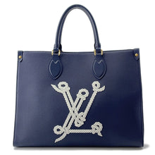 将图像加载到图库查看器中，LOUIS VUITTON Onthego MM NavyM24834 Grained Calf Leather Sailor&#39;s Knot Nautical Size MM
