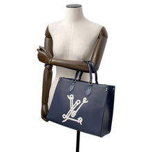 将图像加载到图库查看器中，LOUIS VUITTON Onthego MM NavyM24834 Grained Calf Leather Sailor&#39;s Knot Nautical Size MM

