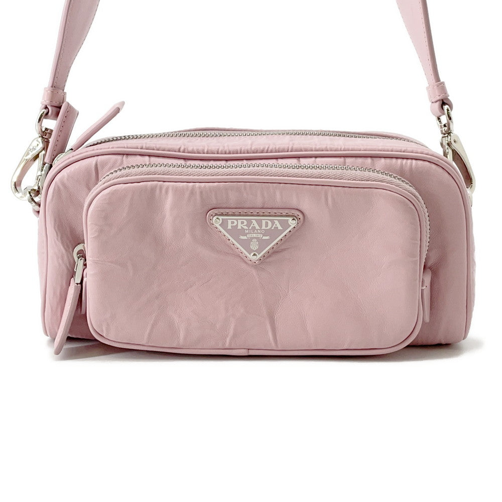 PRADA Nappa Antique Shoulder Bag Pink1BH198 Leather
