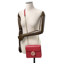 将图像加载到图库查看器中，GUCCI Interlocking G ChainShoulder Bag Red510304 Leather
