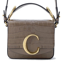 将图像加载到图库查看器中，Chloe Chloe C Shoulder Bag Khaki Embossed Leather
