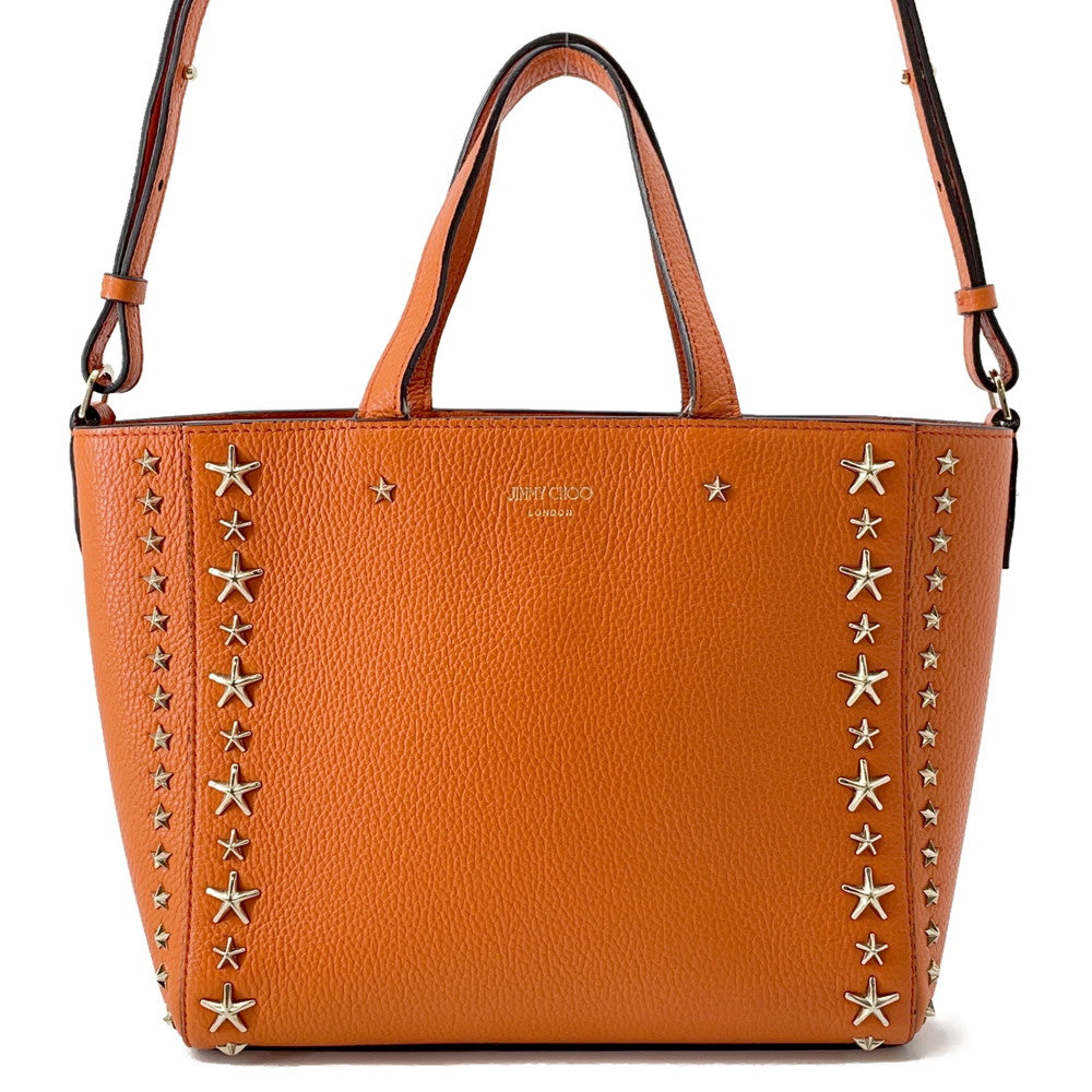 JIMMY CHOO Pegasi 2WAY Bag Orange Leather Size S