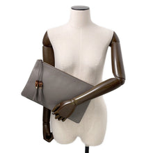 Load image into Gallery viewer, GUCCI Bamboo Tassel Clutch Bag Gray449653 Leather
