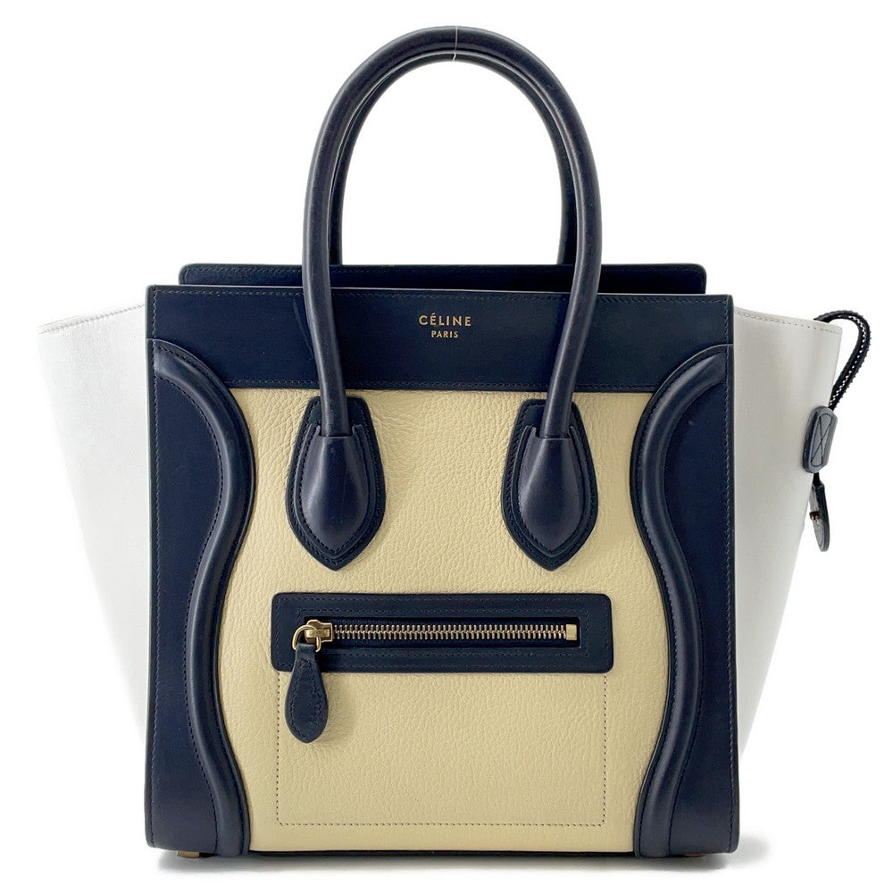 CELINE Luggage shopper Navy/Cream/Light Blue Leather Size micro