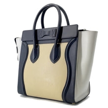 Load image into Gallery viewer, CELINE Luggage shopper Navy/Cream/Light Blue Leather Size micro

