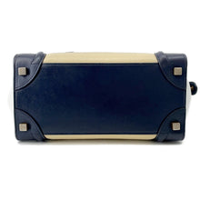 Load image into Gallery viewer, CELINE Luggage shopper Navy/Cream/Light Blue Leather Size micro
