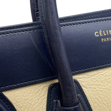 Load image into Gallery viewer, CELINE Luggage shopper Navy/Cream/Light Blue Leather Size micro
