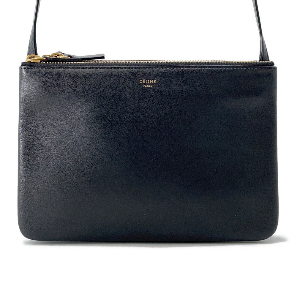 CELINE Trio Shoulder Bag Black192033 Leather Size Small