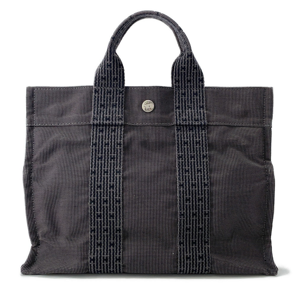 HERMES Her Line Tote Gray Nylon Canvas Size PM