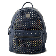 Load image into Gallery viewer, MCM Studded Backpack Navy Leather

