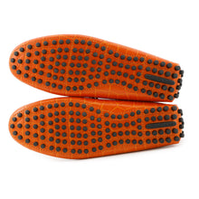 将图像加载到图库查看器中，LOUIS VUITTON Hockenheim Line Driving Shoes Orange Croco embossed leather Size 6.5
