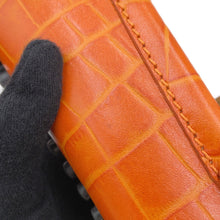 将图像加载到图库查看器中，LOUIS VUITTON Hockenheim Line Driving Shoes Orange Croco embossed leather Size 6.5
