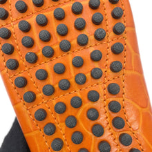 将图像加载到图库查看器中，LOUIS VUITTON Hockenheim Line Driving Shoes Orange Croco embossed leather Size 6.5
