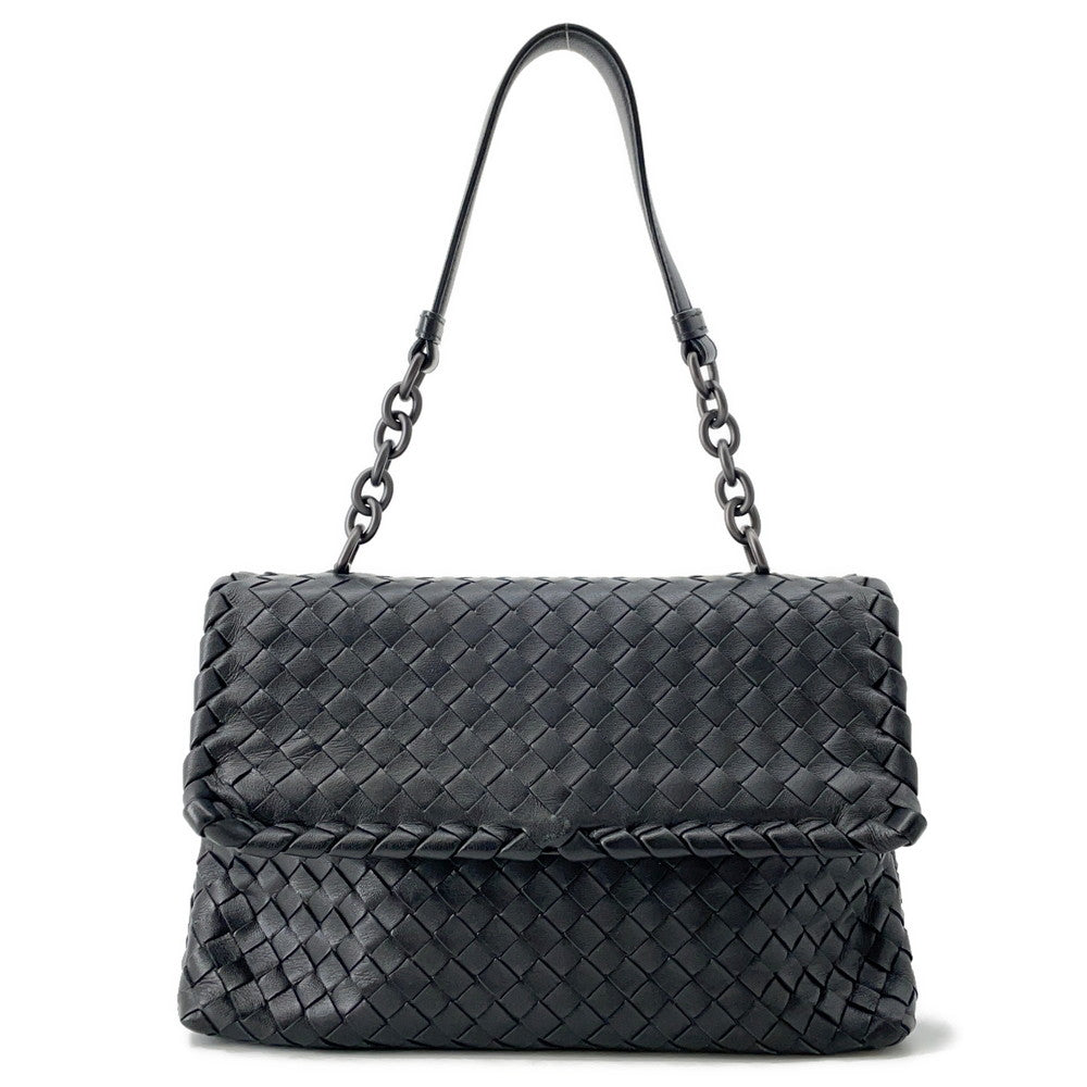 Bottega Veneta ChainShoulder Bag Black INTRECCIATOLeather